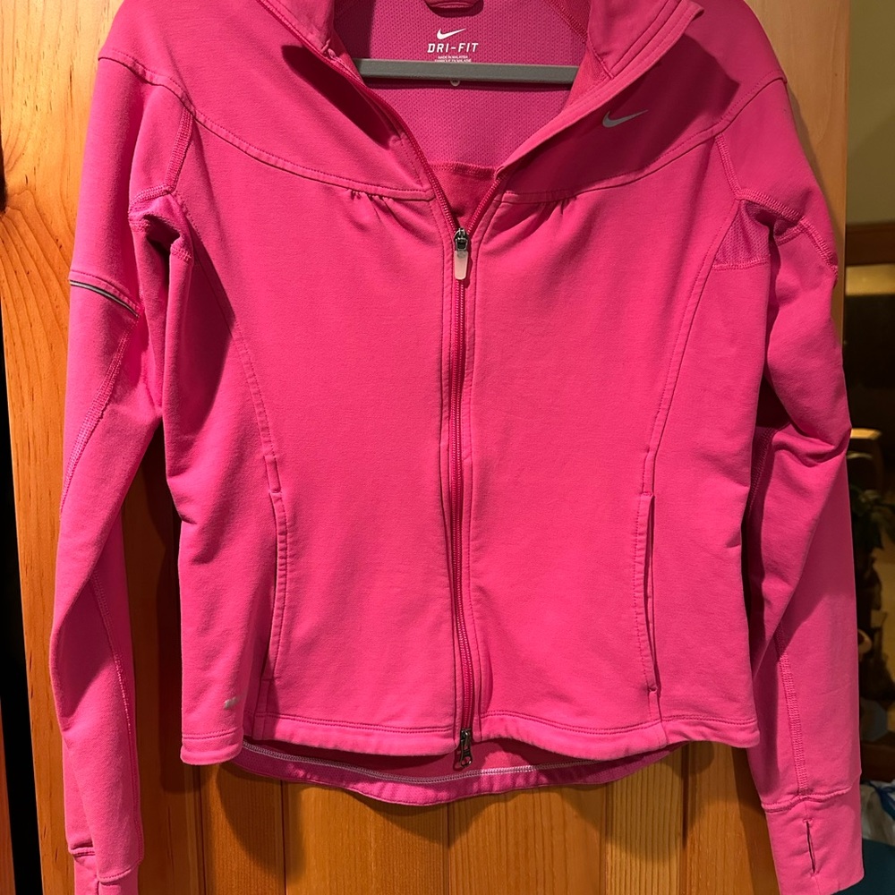 Nike Pink Fleece Athletic Jacket with High Collar